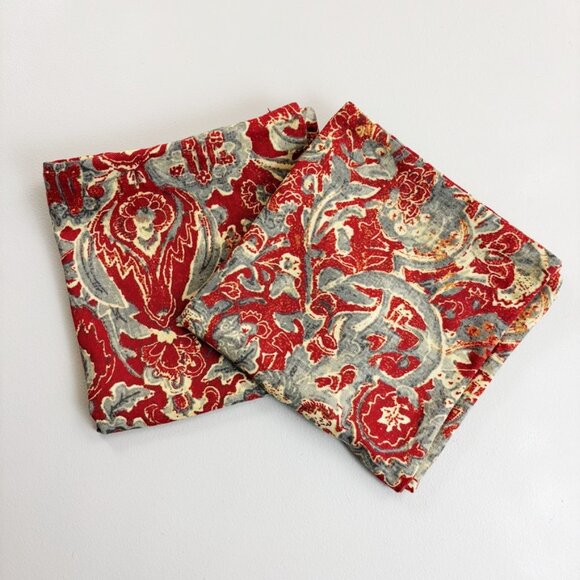 POTTERY BARN Linen Blend Floral Pillow Cover Set Of 2 20x20 Classic Traditional - Picture 15 of 16